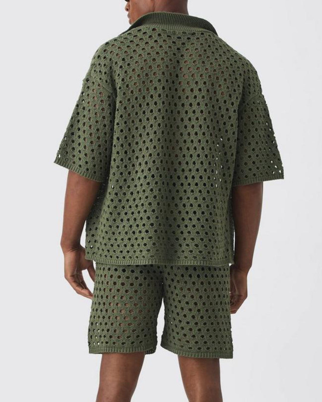 Olive Open‑Knit Resort Set