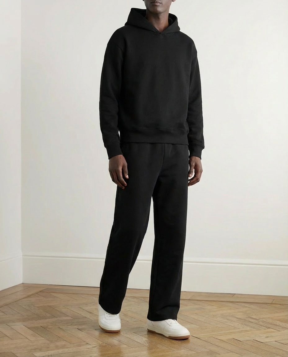 2-piece Loose Fit Hoodie and Joggers Set - Black