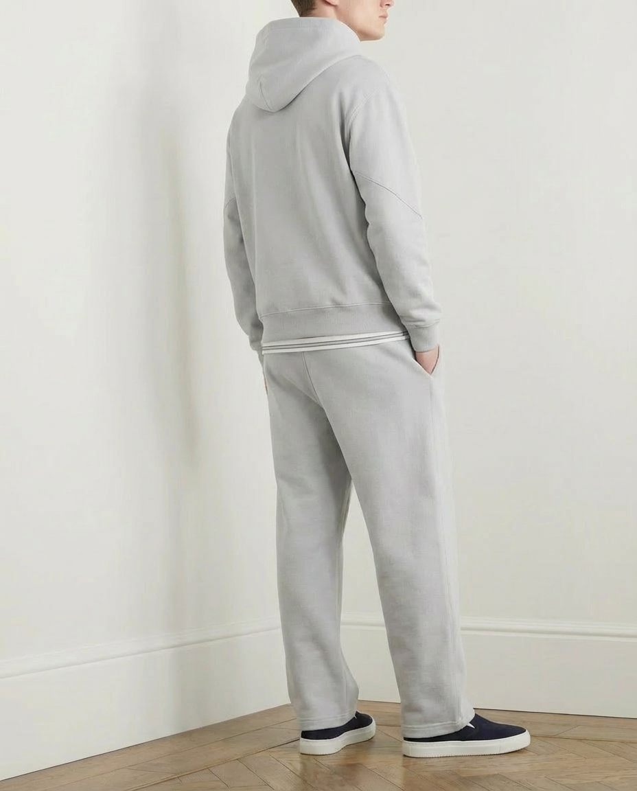 2-piece Wide Loose Fit Hoodie and Joggers Set - Grey Melange