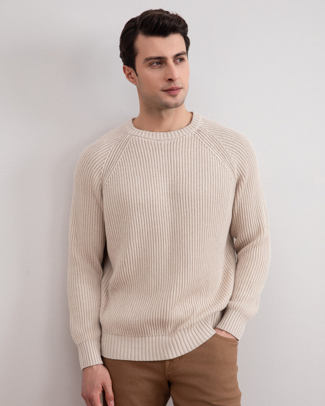 Beige English Rib Crewneck