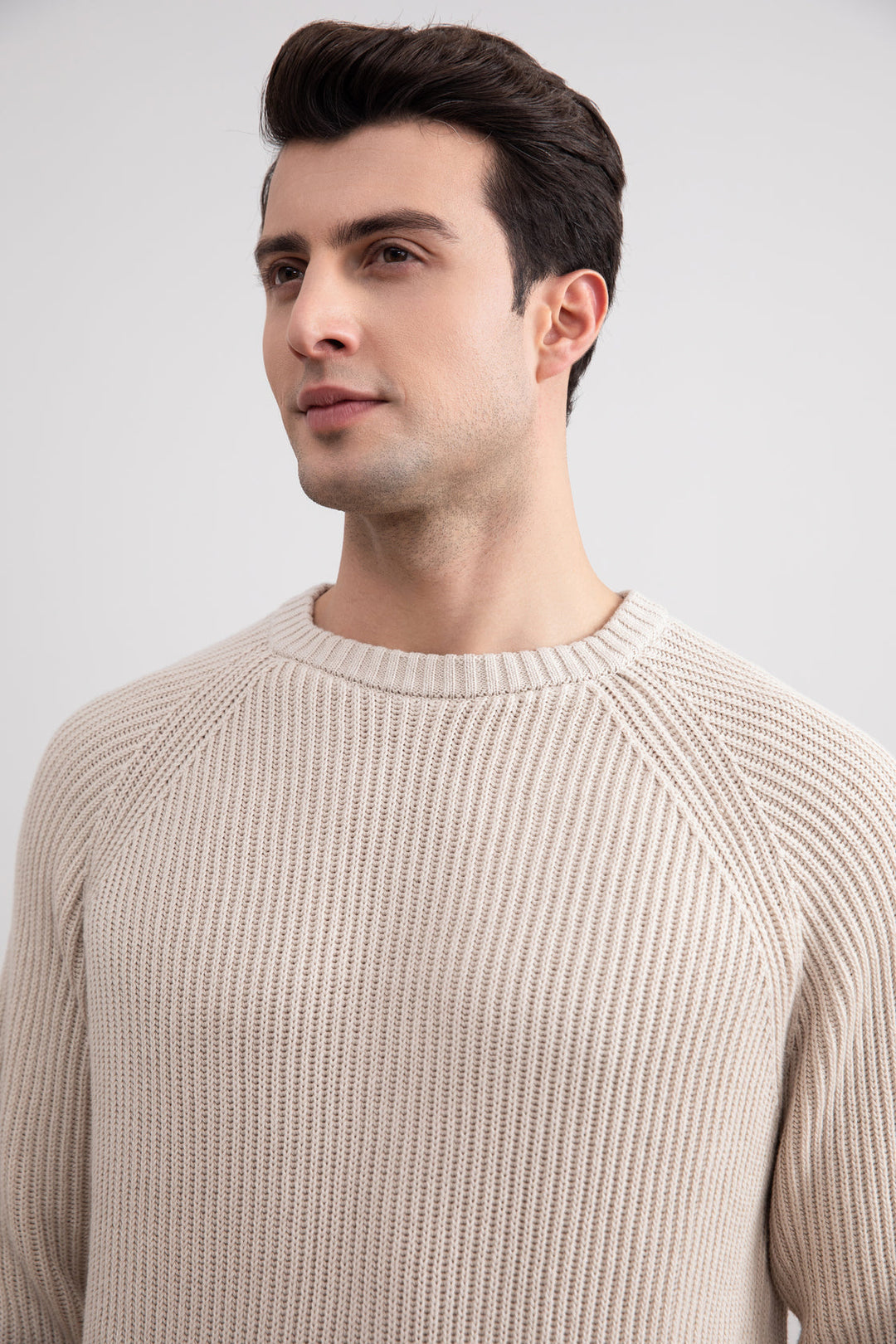 Beige English Rib Crewneck