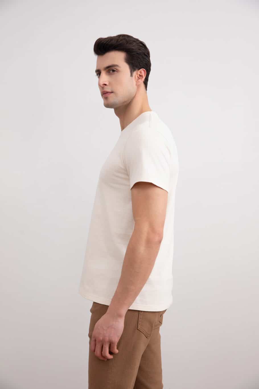 Beige Slim fit Crew-neck T-shirt