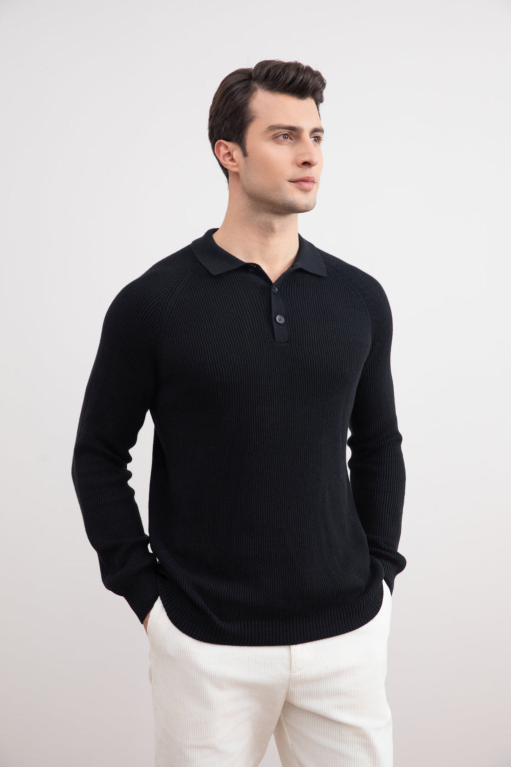 Black English Rib Polo Shirt