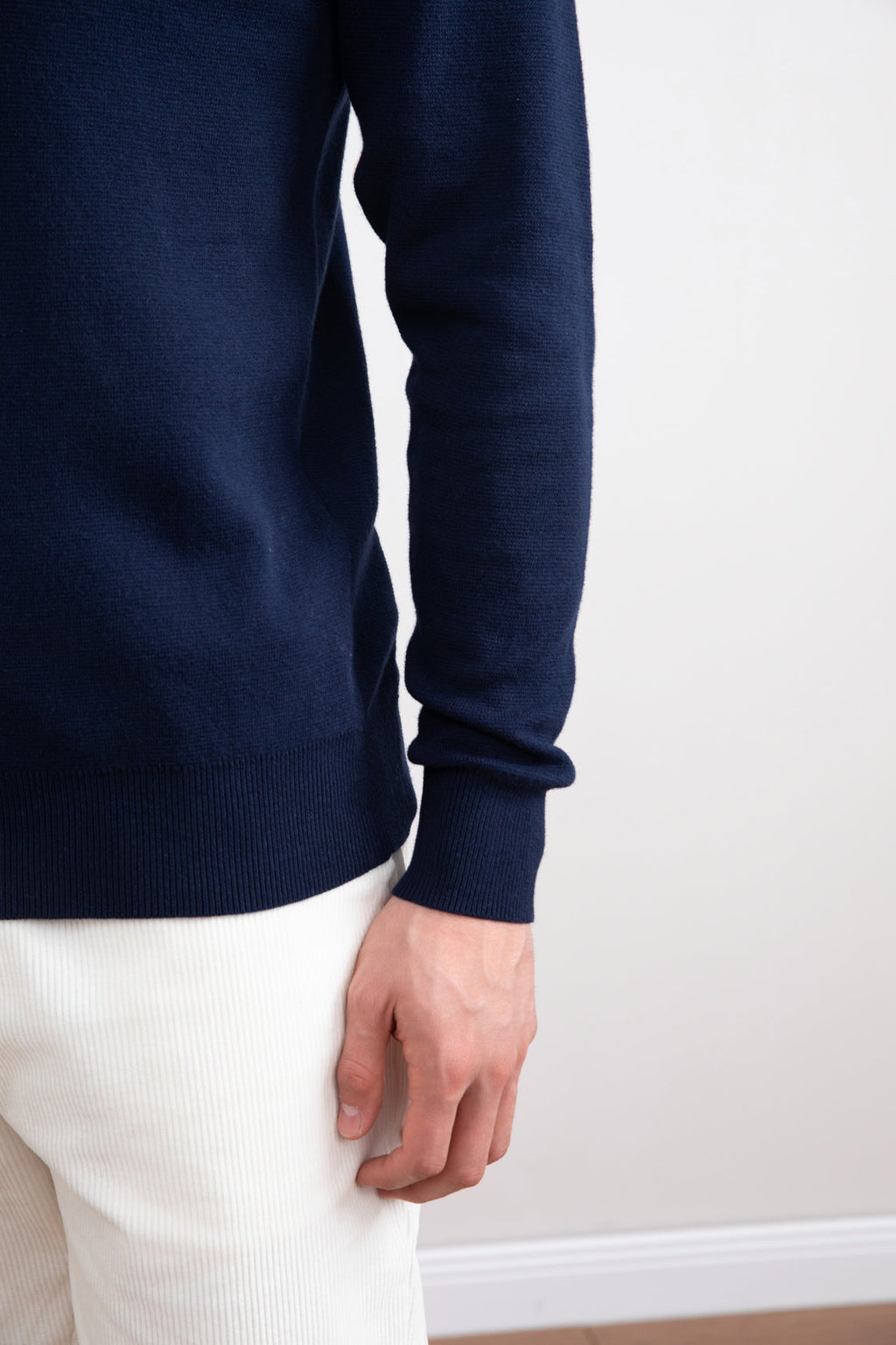 Blue Open Polo with long sleeves