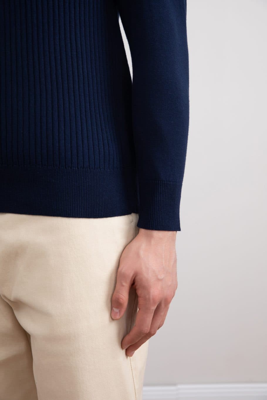 Blue Striped Open Polo Shirt