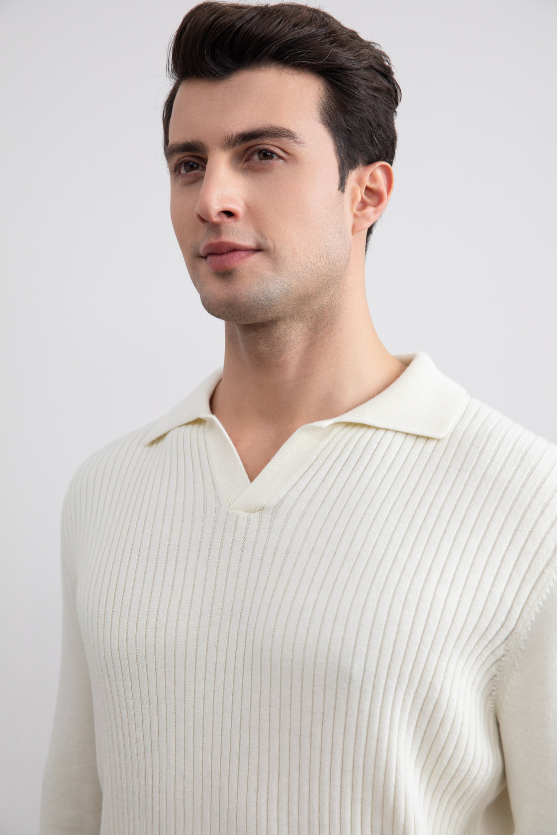 Off-White Striped Open Polo Shirt