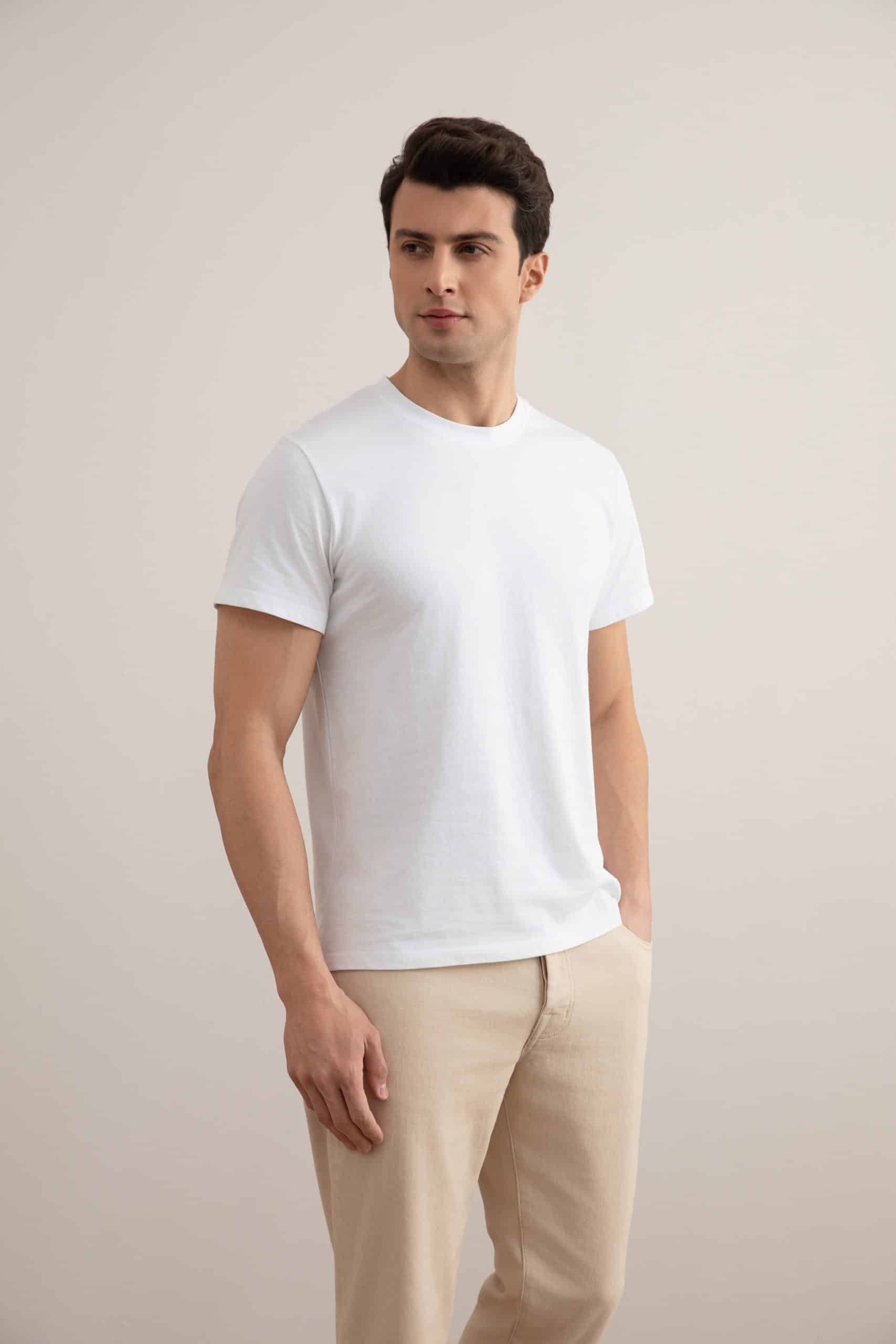 White Slim fit Crew-neck T-shirt