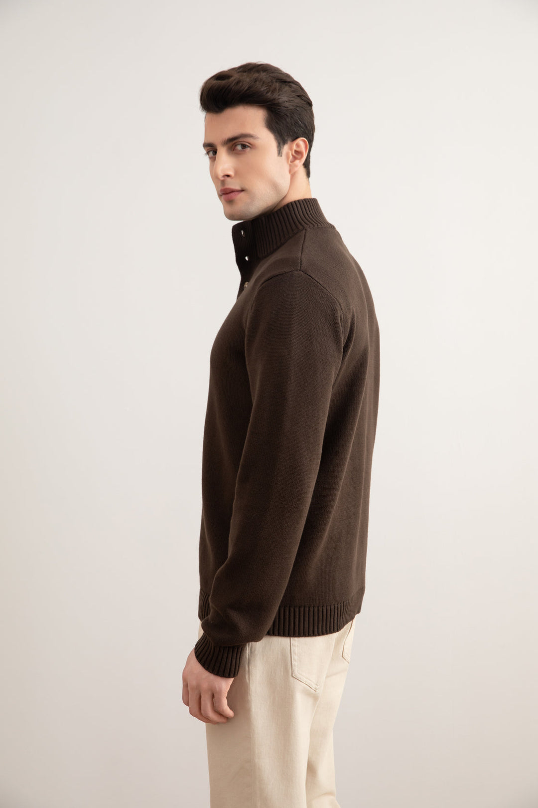 Brown Winter Button Sweater