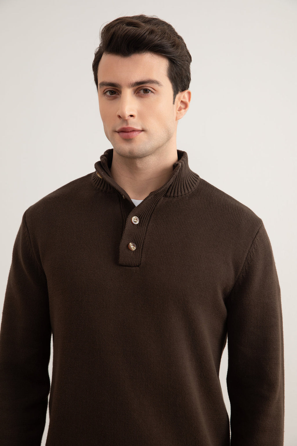 Brown Winter Button Sweater