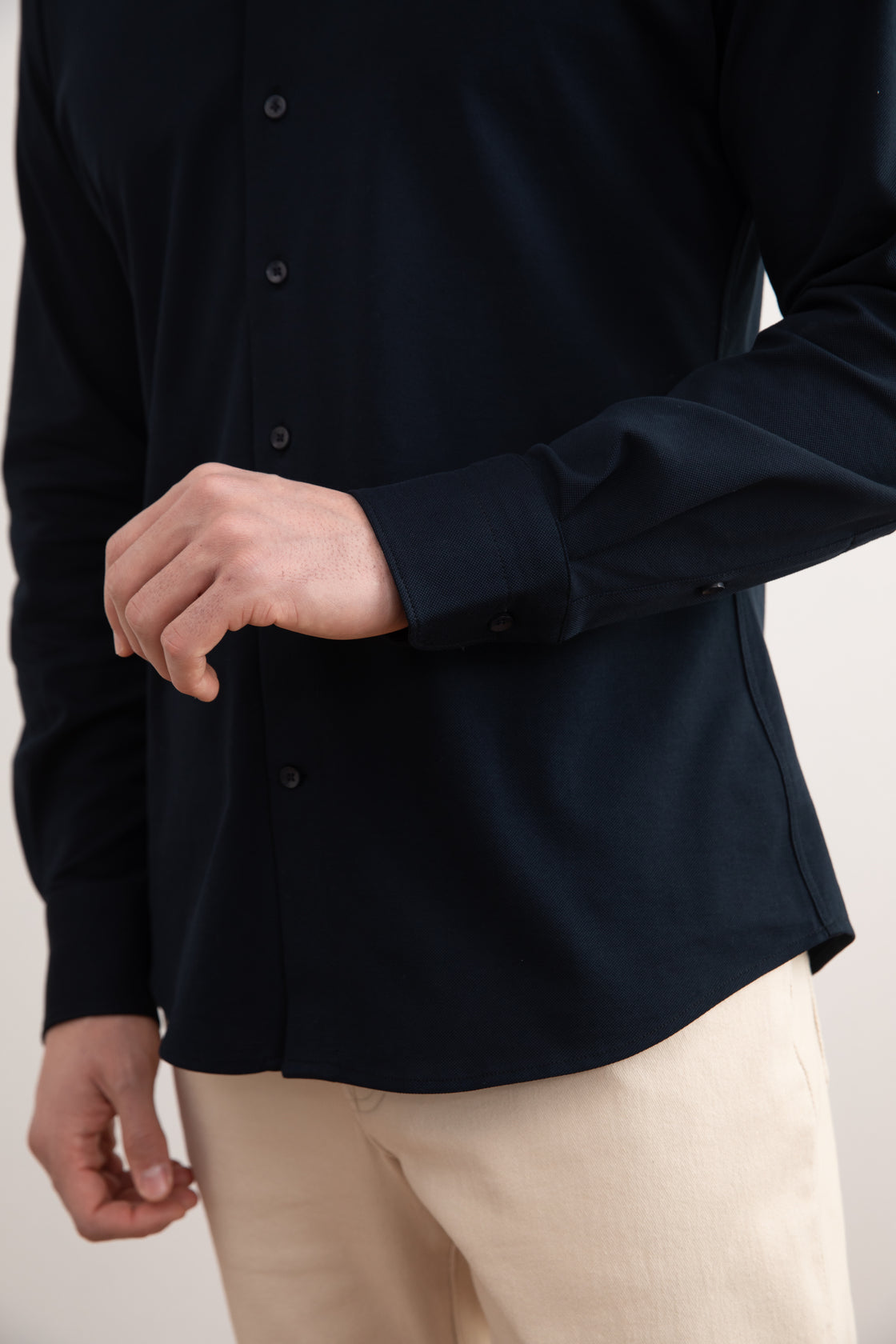 Navy Cotton-Piqué Shirt