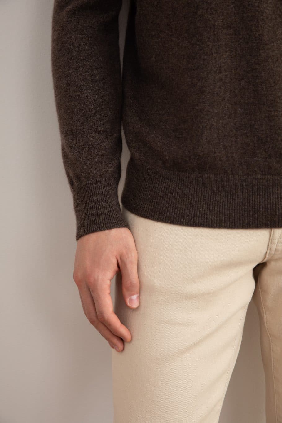 Brown Mélange Cashmere Crewneck