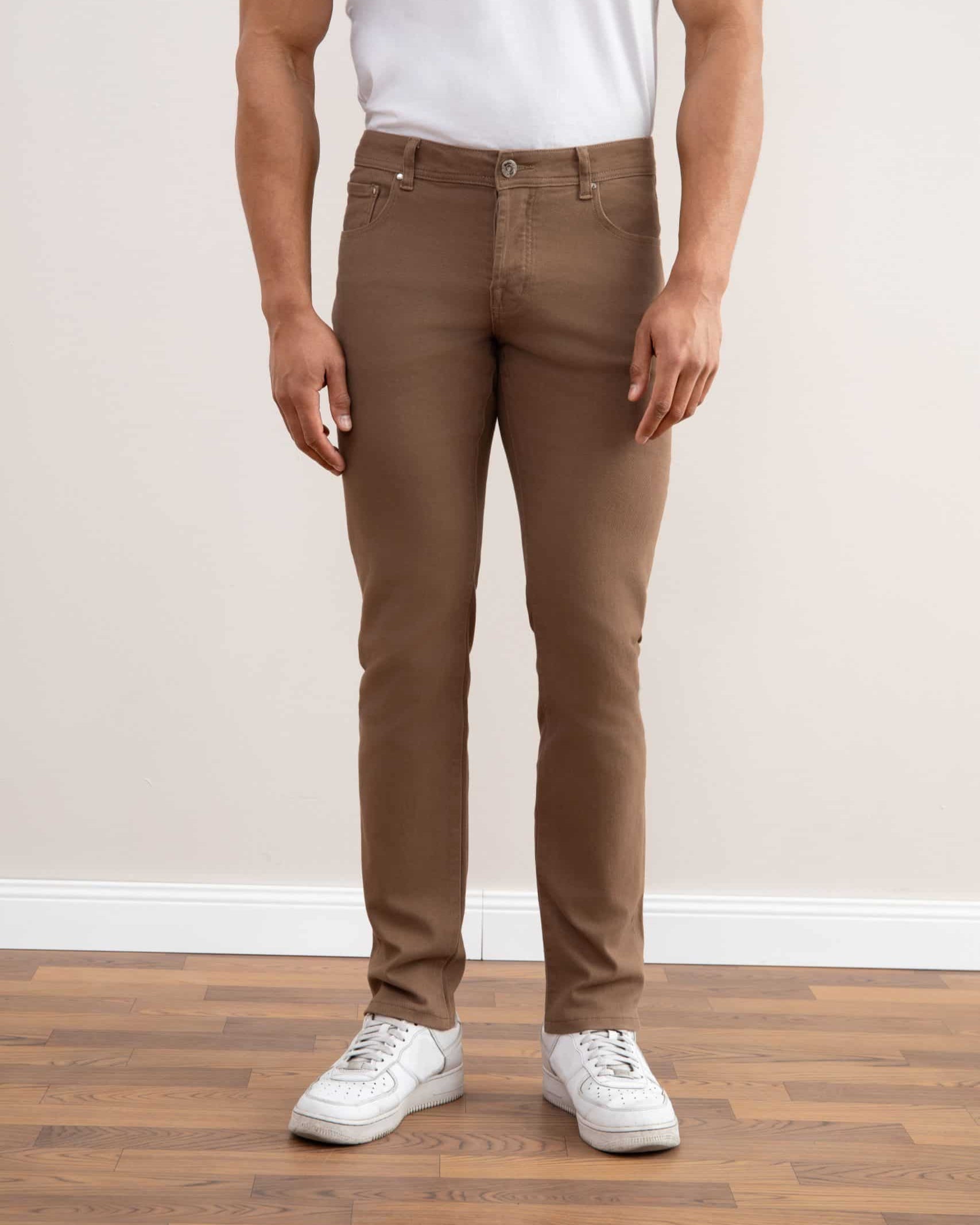 Dark Taupe Stretch Five-pockets Jeans