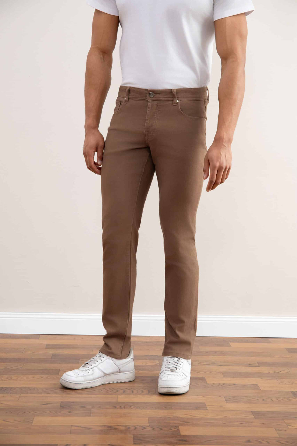 Dark Taupe Stretch Five-pockets Jeans