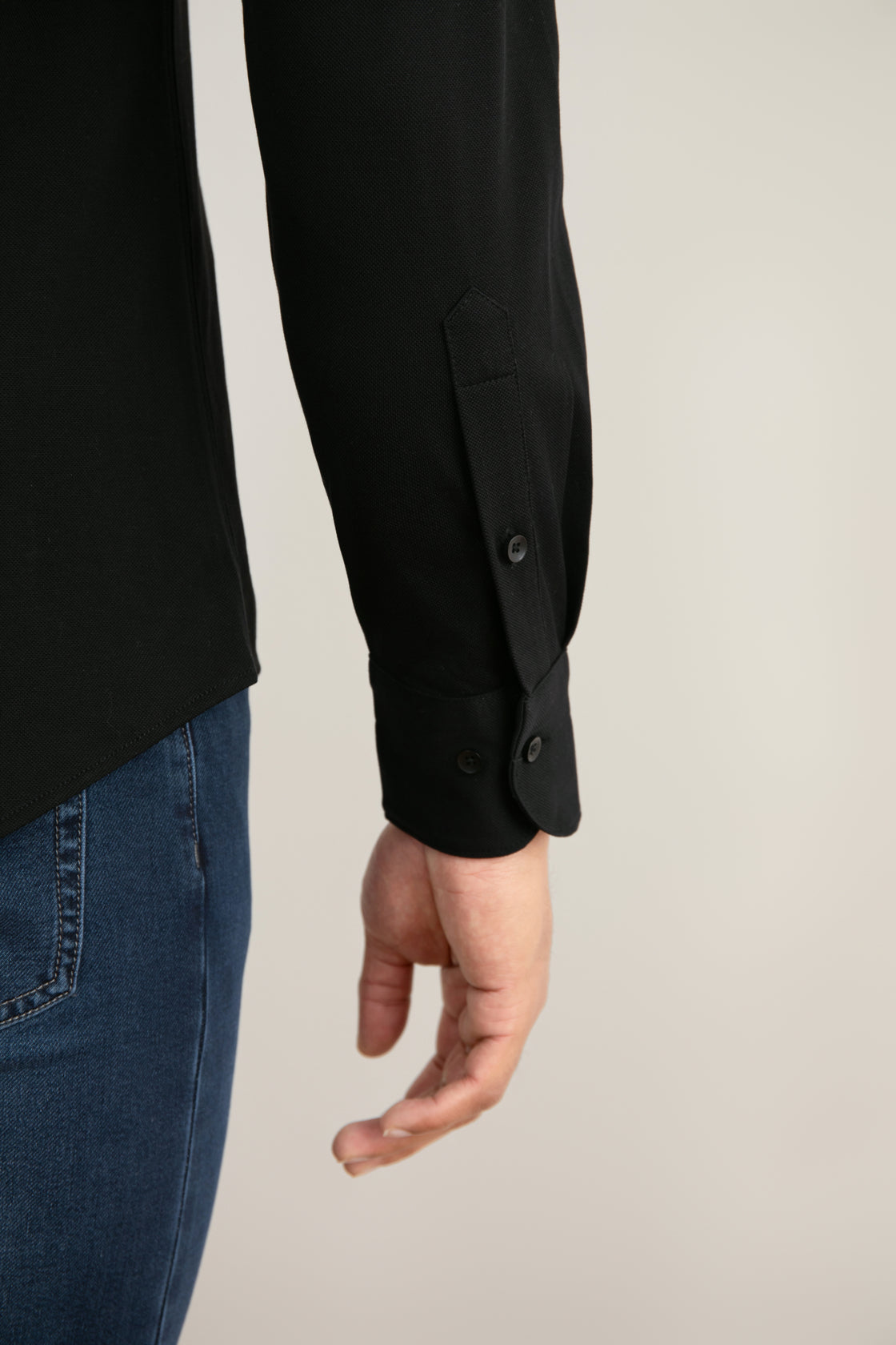 Black Cotton-Piqué Shirt