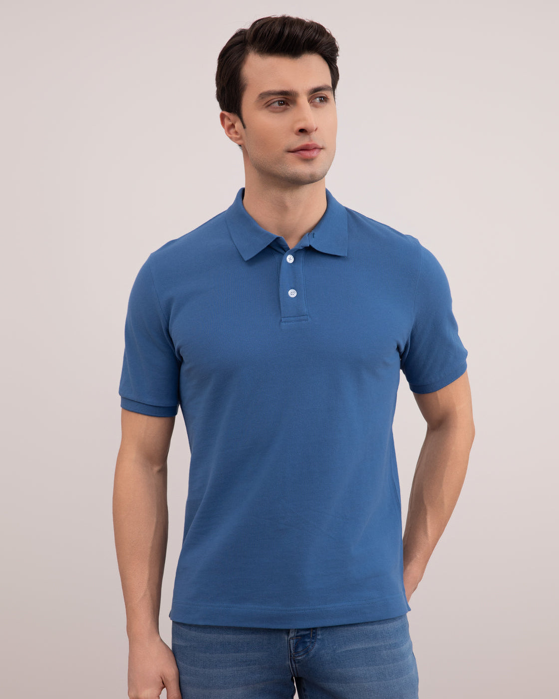 Blue Cotton-Piqué Polo Shirt