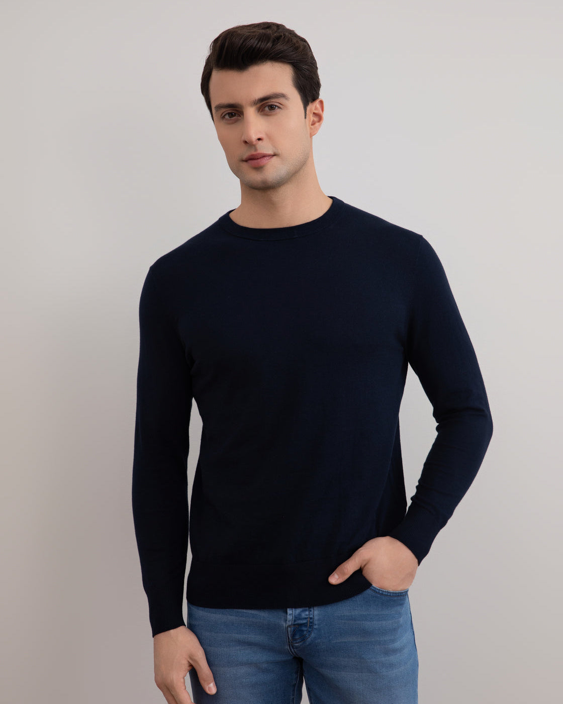 Navy Lightweight Crewneck Sweater