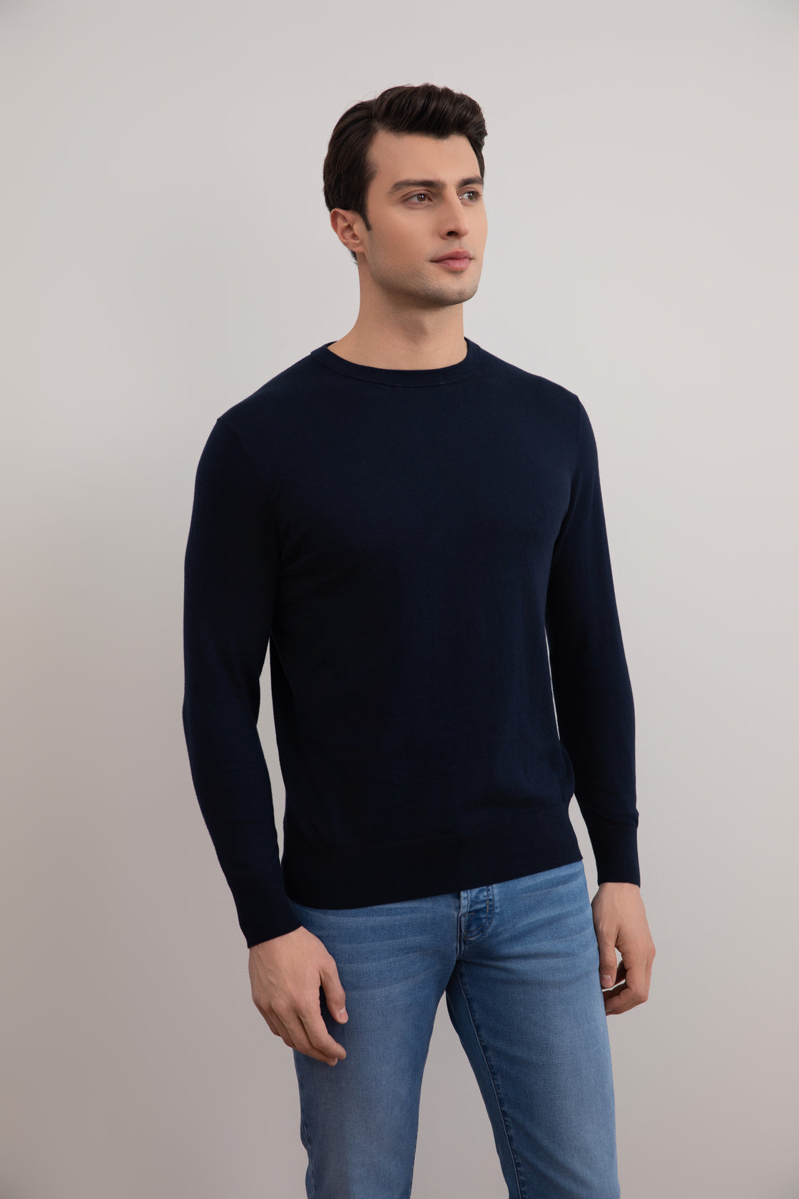 Navy Lightweight Crewneck Sweater