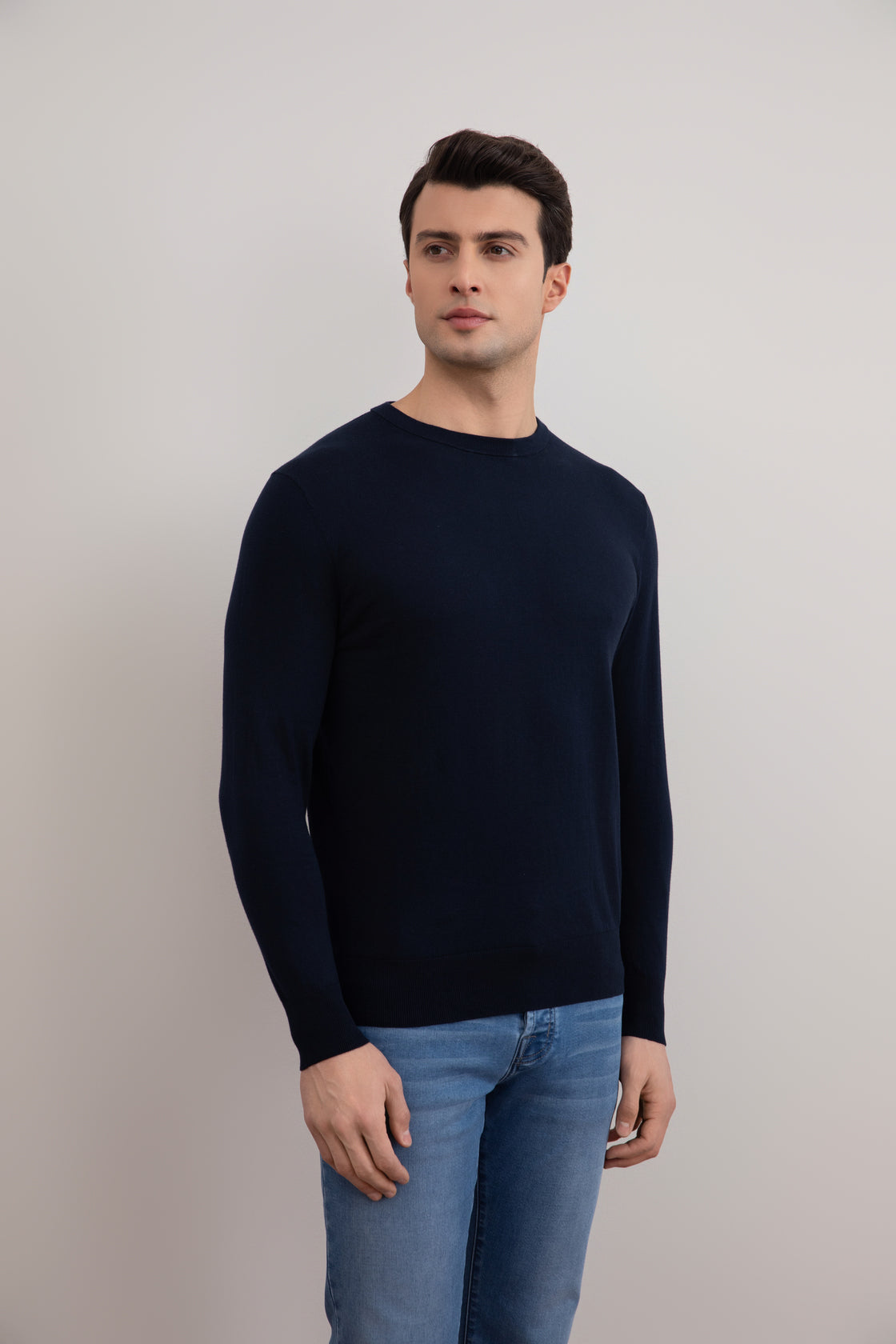 Navy Lightweight Crewneck Sweater