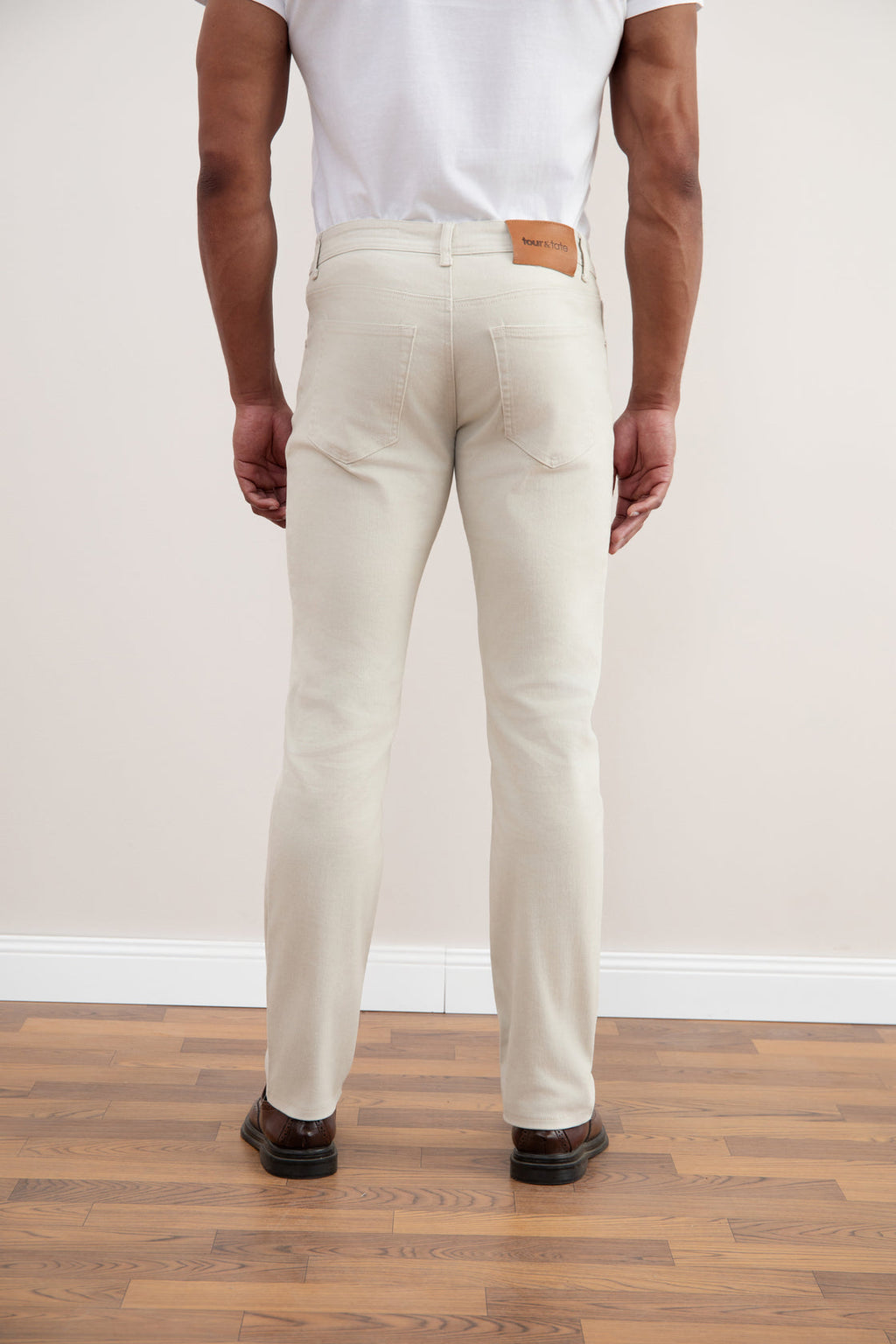 White Stone-washed Stretch Five-pockets Jeans