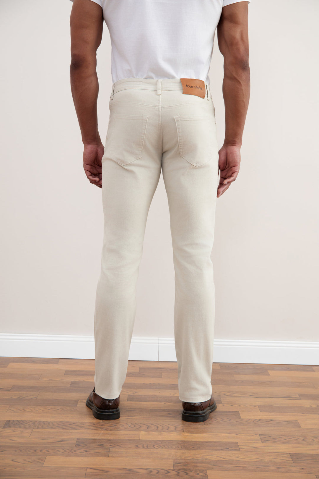 White Stone-washed Stretch Five-pockets Jeans