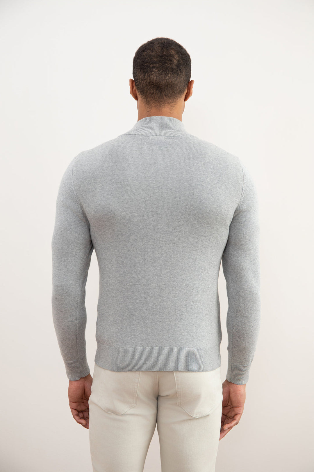 Grey Mélange Half-Zip Sweater