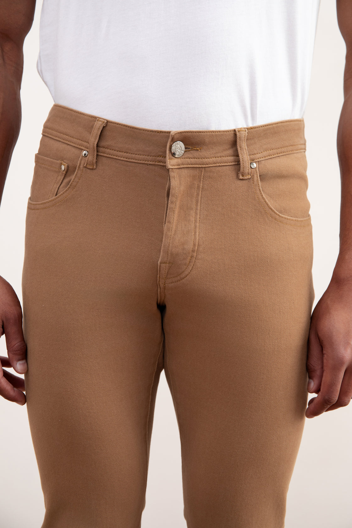 Light Taupe Stretch Five-pockets Jeans