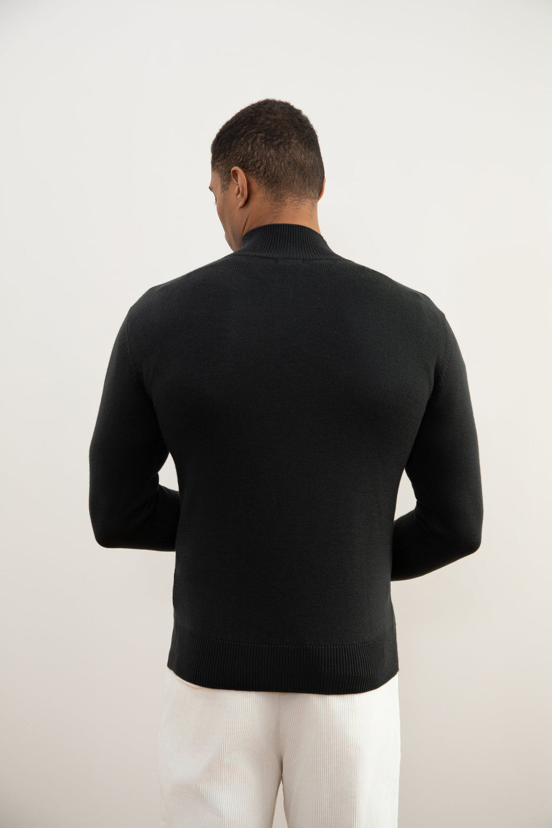Dark Grey Merino Wool Half-Zip Sweater