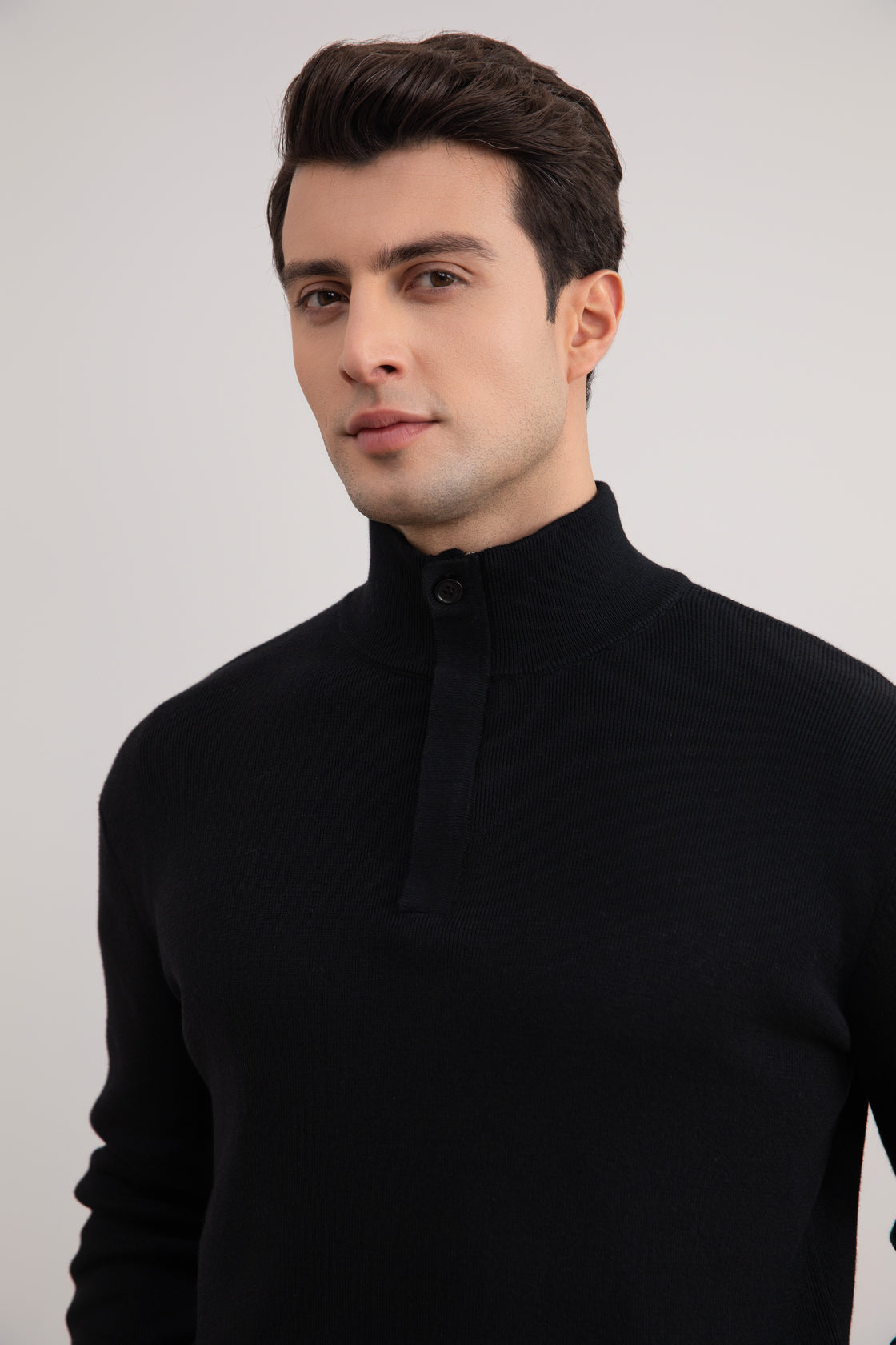 Black Half-Zip Mock Neck Sweater