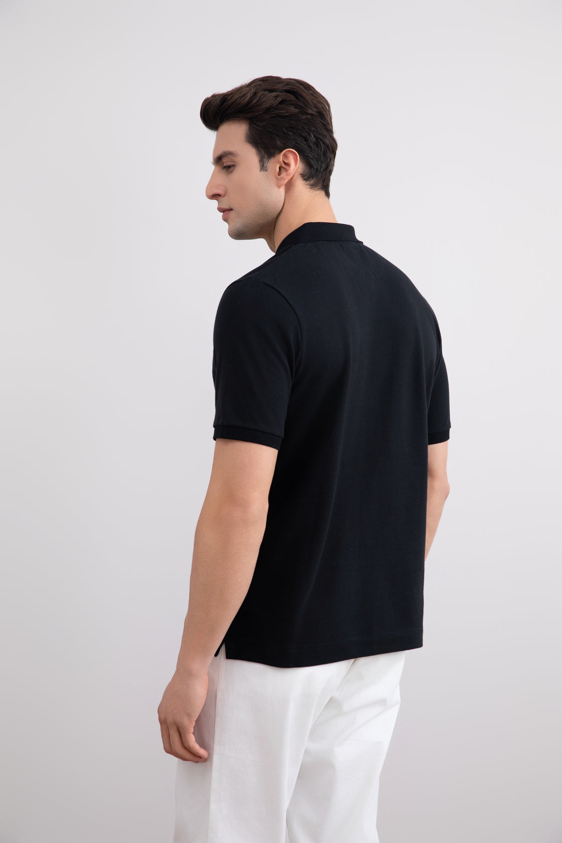 Black Cotton-Piqué Polo Shirt