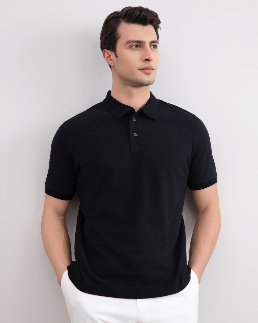 Black Cotton-Piqué Polo Shirt