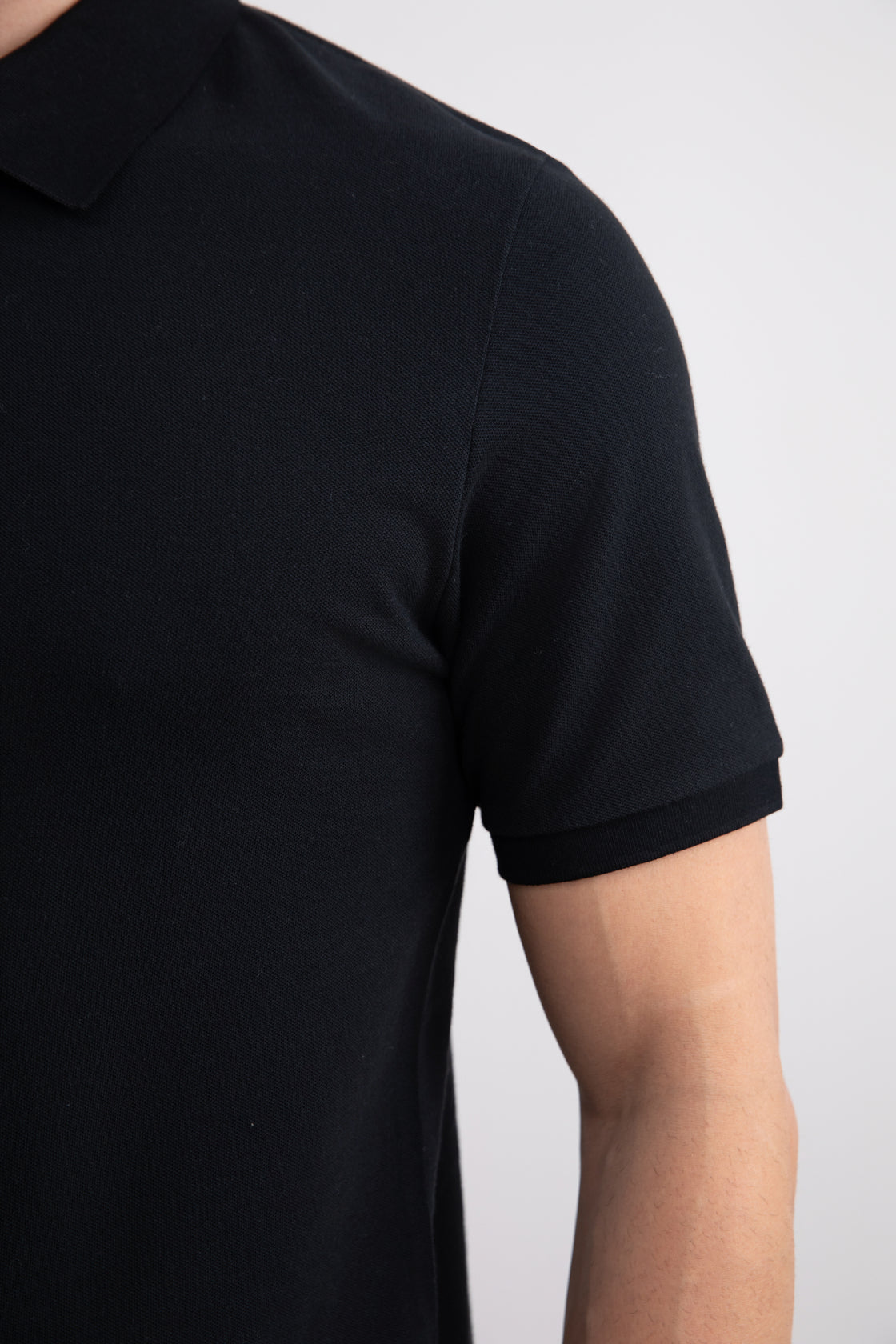 Black Cotton-Piqué Polo Shirt