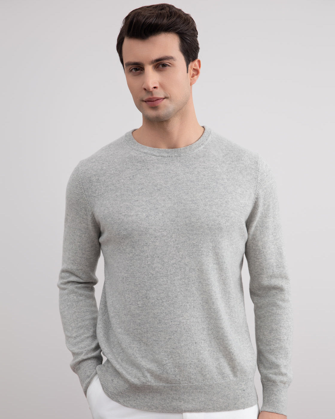 Grey Mélange Lightweight Crewneck Sweater