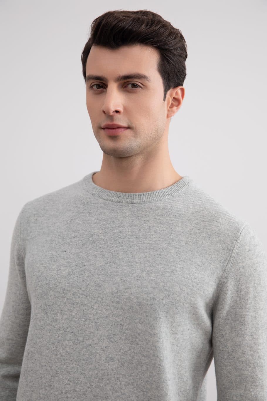 Grey Mélange Cashmere Crewneck