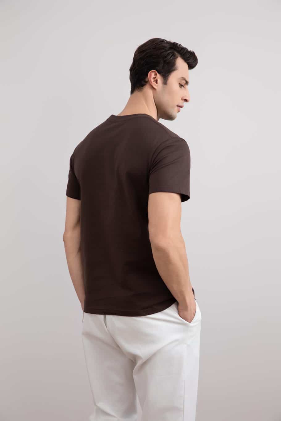 Brown Slim fit Crew-neck T-shirt