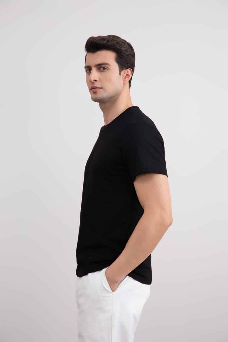 Black Slim fit Crew-neck T-shirt