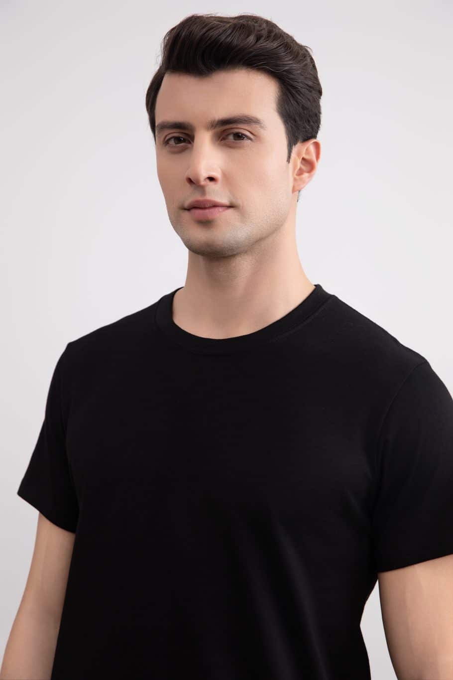 Black Slim fit Crew-neck T-shirt