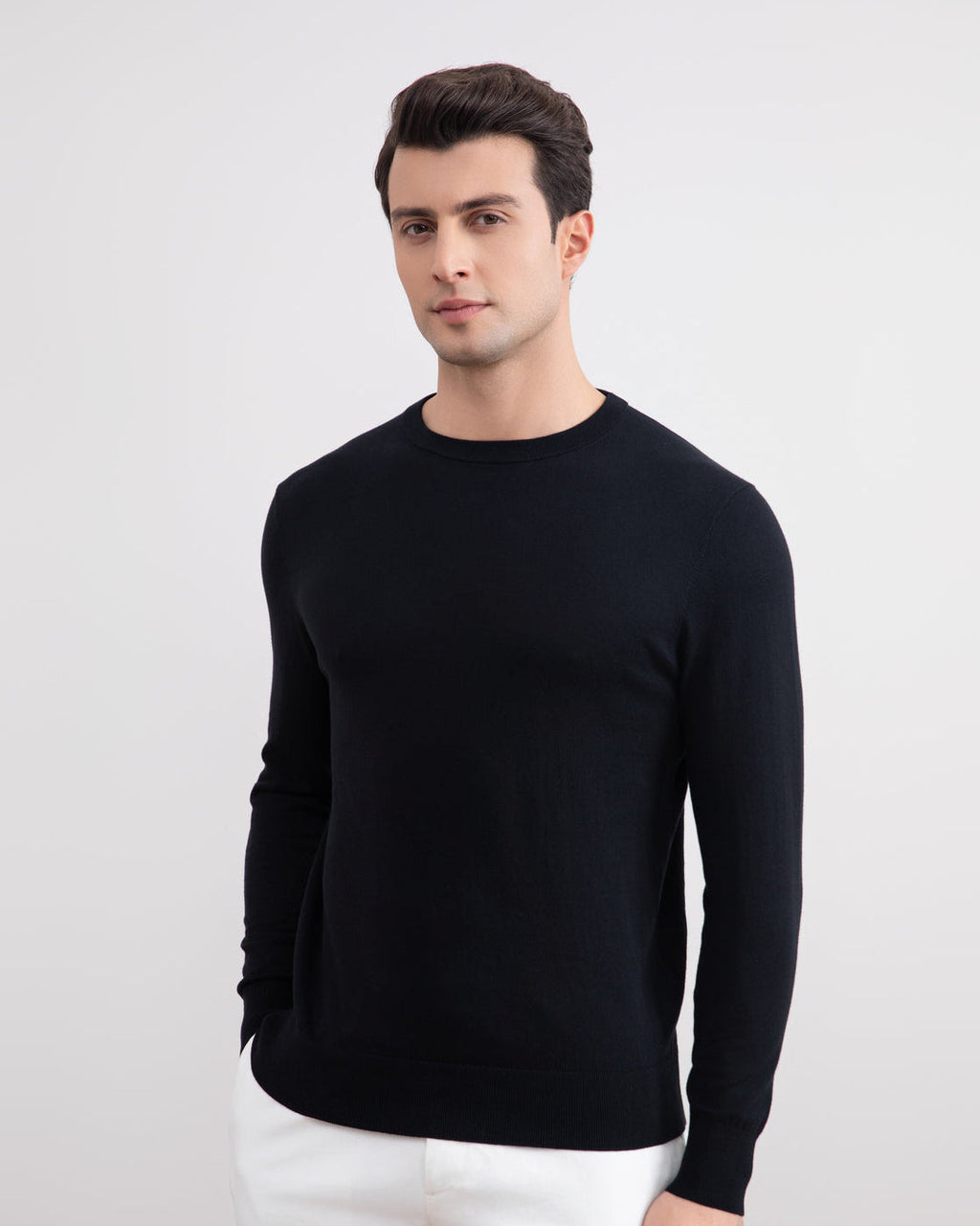 Black Lightweight Crewneck Sweater