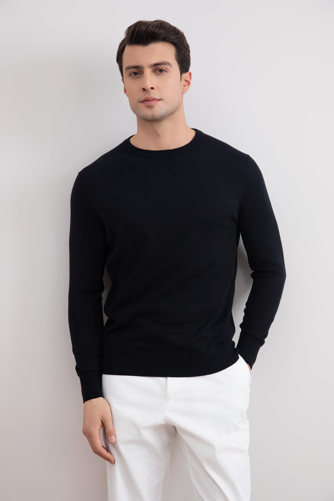 Black Lightweight Crewneck Sweater