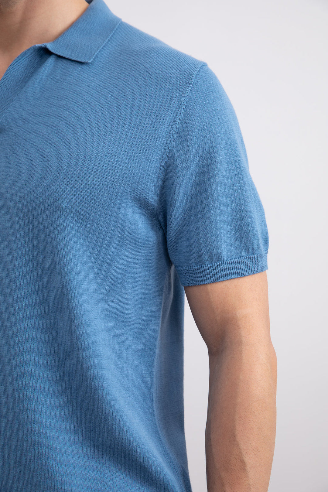 Dusty Blue Open Polo T-shirt