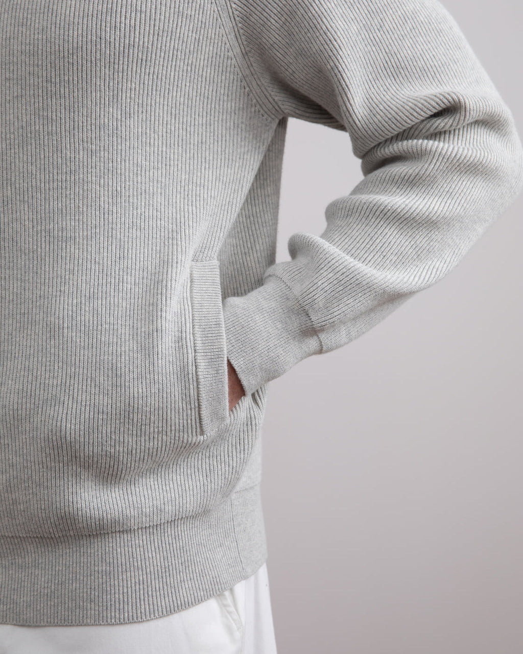 Grey Mélange English Rib Full Zip Cardigan