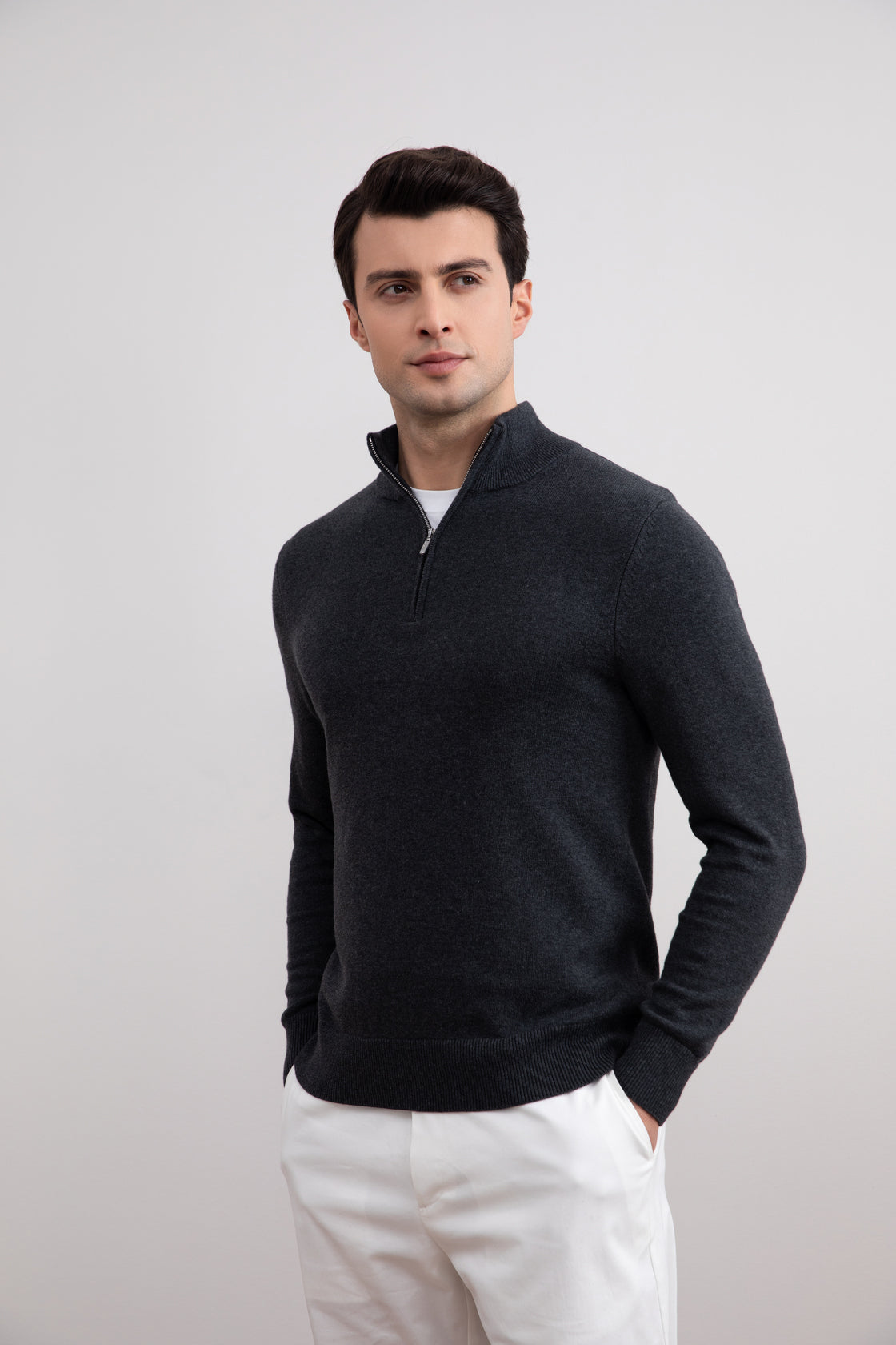 Charcoal Half-Zip Sweater