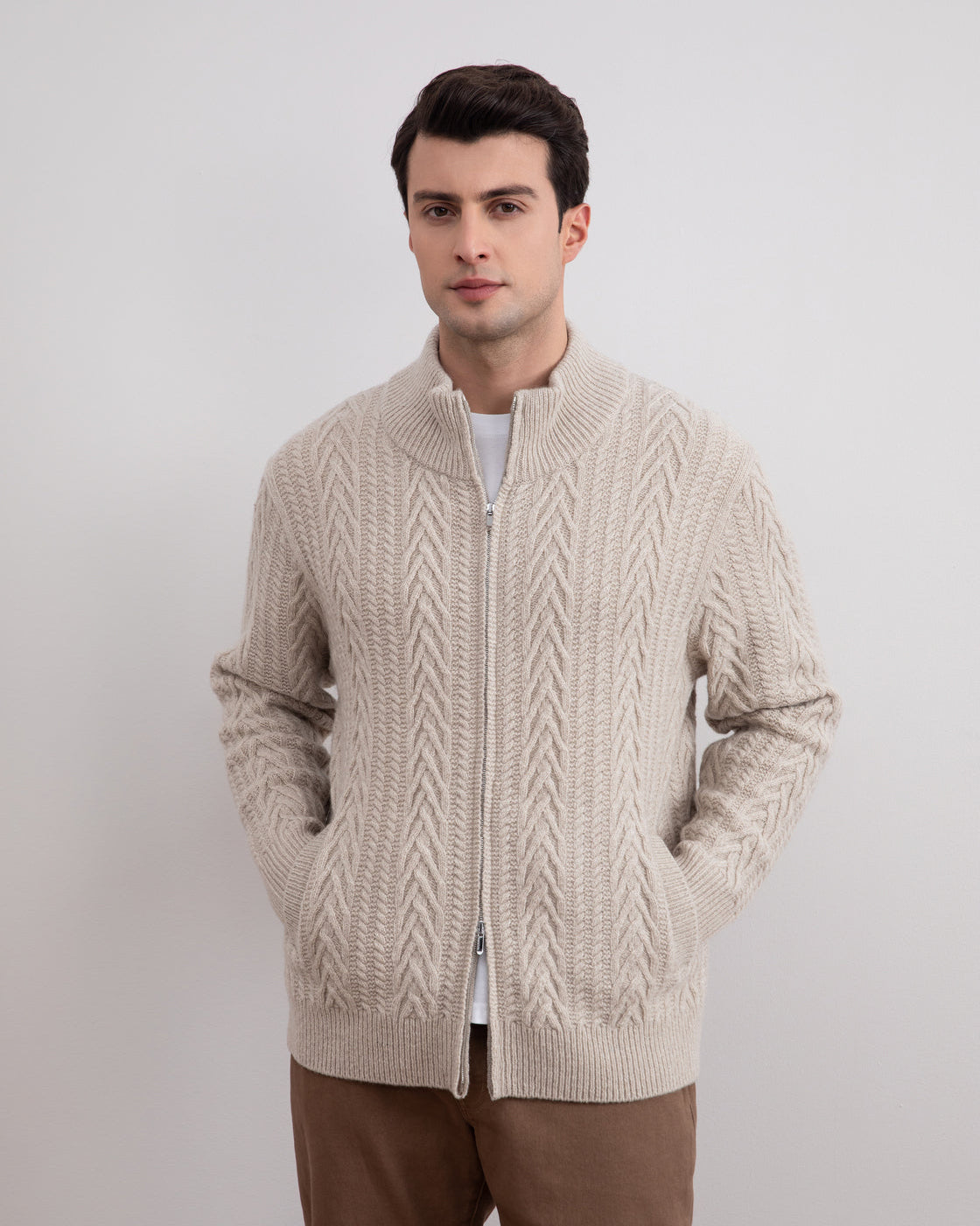 Soft Virgin Wool Cable knit cardigan