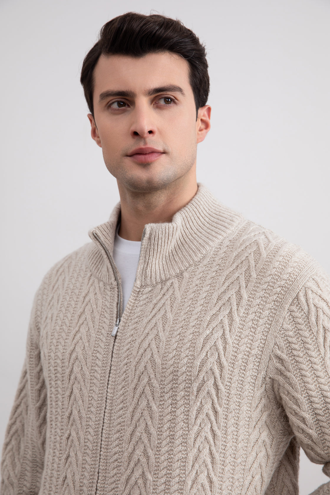 Soft Virgin Wool Cable knit cardigan