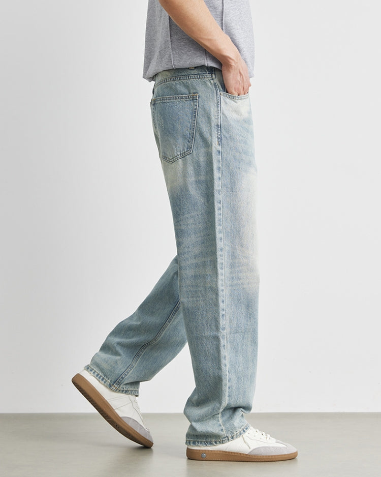Loose Fit Vintage Wash Straight Jeans