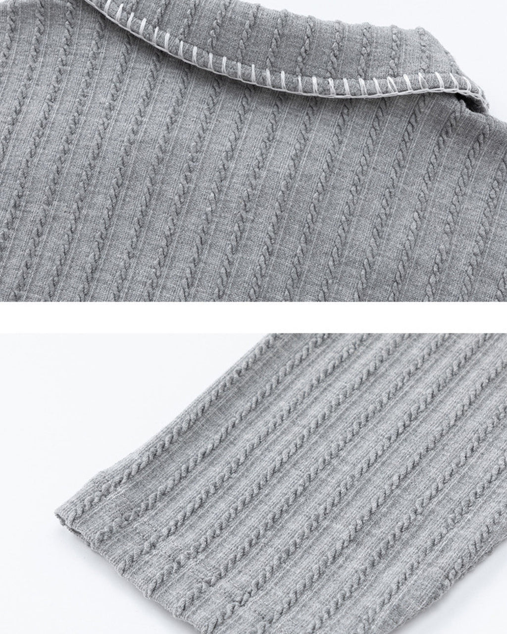 Contrast Stitch Ribbed Knit Polo Longsleeve Sweater