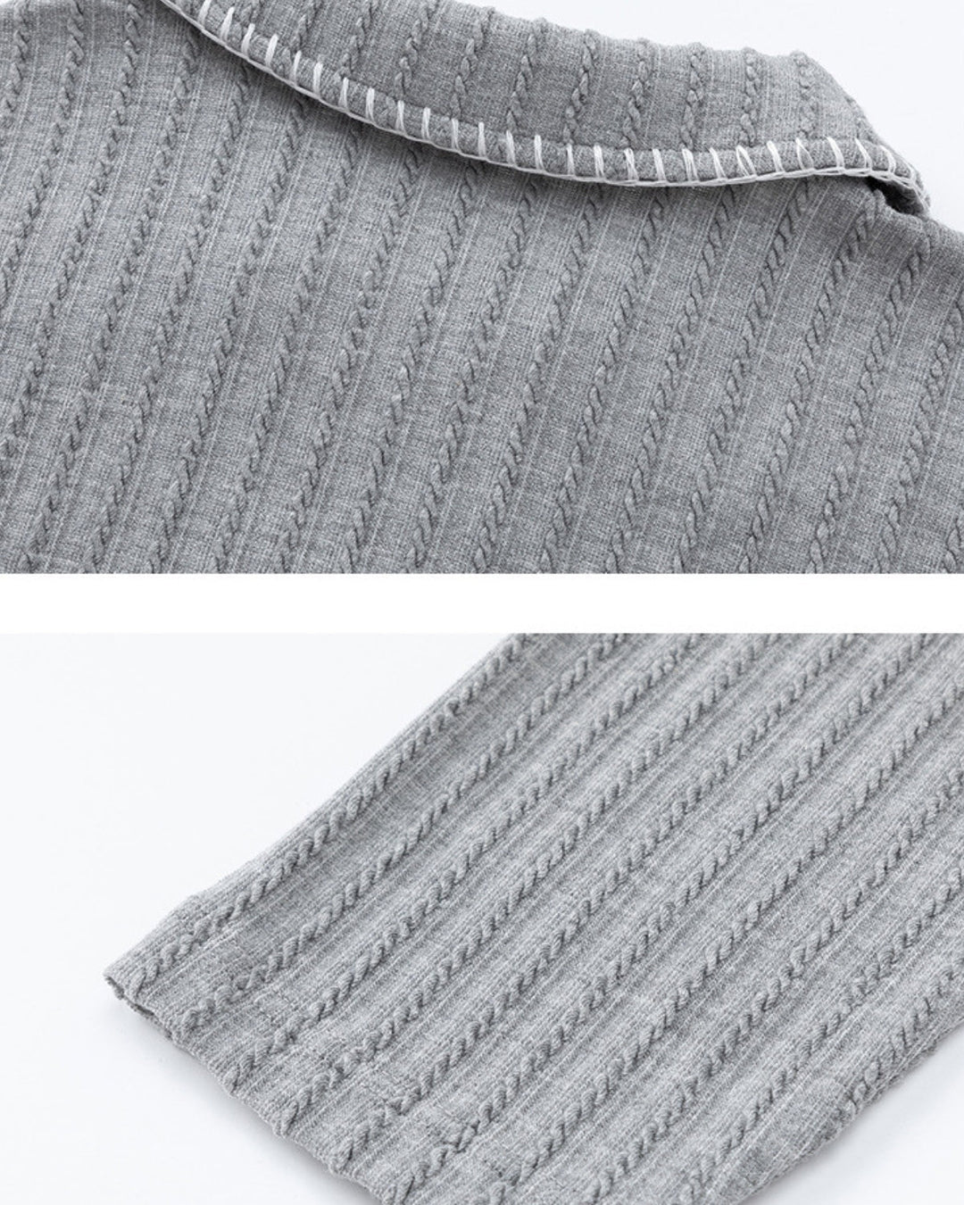 Contrast Stitch Ribbed Knit Polo Longsleeve Sweater