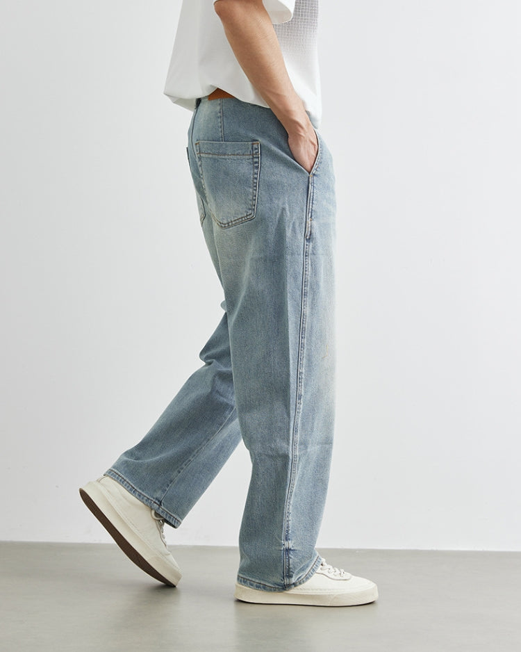 Relaxed Vintage Wash Straight-Leg Jeans