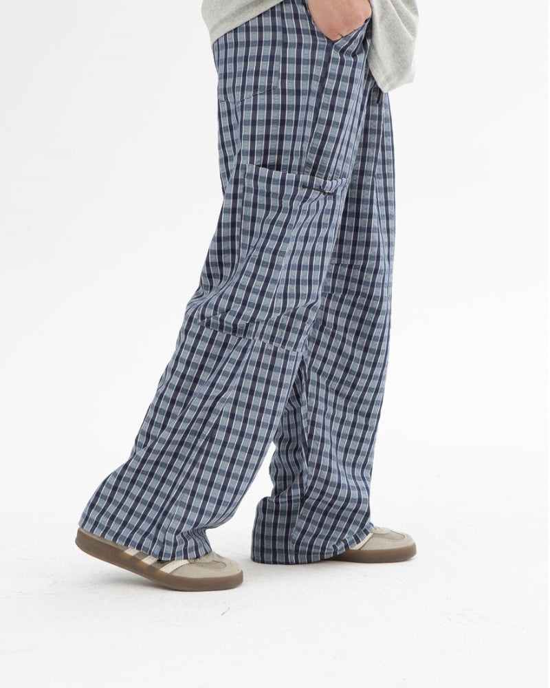 Under The Coconut Tree Relaxed Fit Checkered Cargo Pants