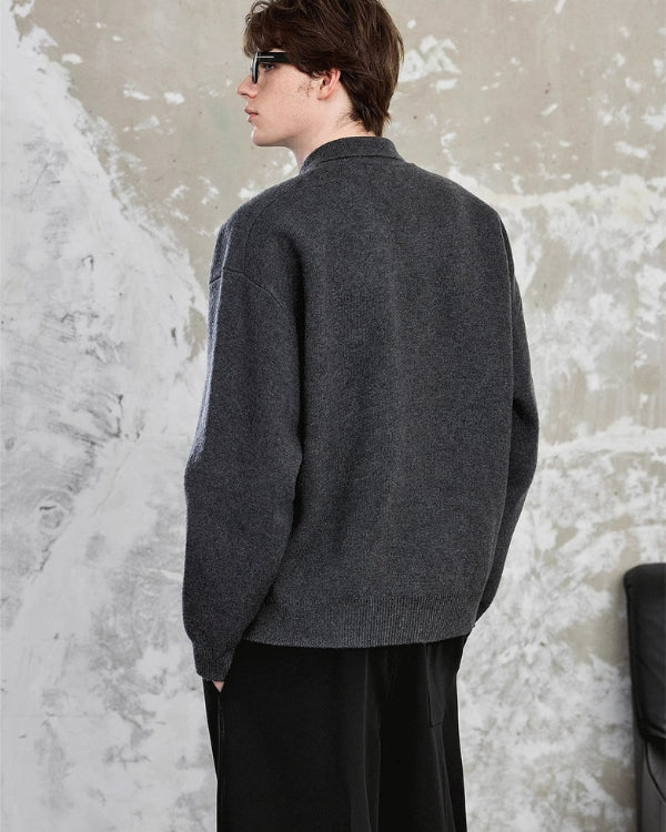 Textured Knit Polo Sweater