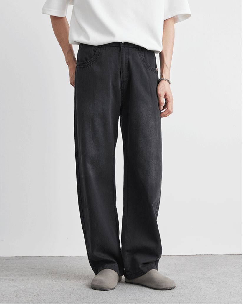Washed Easy Straight-Leg Denim Jeans